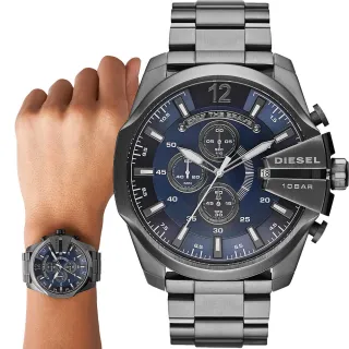 【DIESEL】Mega Chief 大錶徑粗獷三眼計時手錶 男錶-51mm 禮物 送禮 推薦(DZ4329)