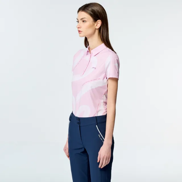 【PING】女款水彩筆刷涼感高爾夫短袖POLO衫-粉紅(吸濕排汗/GOLF/高爾夫球衫/RA25113-13)