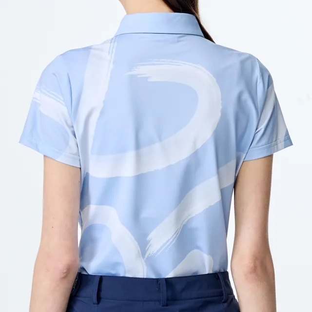【PING】女款水彩筆刷涼感高爾夫短袖POLO衫-藍(吸濕排汗/GOLF/高爾夫球衫/RA25113-53)