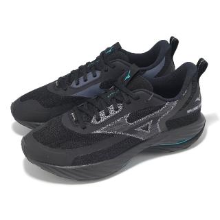 【MIZUNO 美津濃】慢跑鞋 Wave Rider GTX 2 超寬楦 男鞋 黑 灰 防水 波浪片 運動鞋 美津濃(J1GC2578-01)