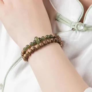 【MoonDy】飾品 手串 手鍊 沉香手串 和田玉 串珠手鍊 雙圈手串 文玩 佛珠手鍊 手珠佛珠 避