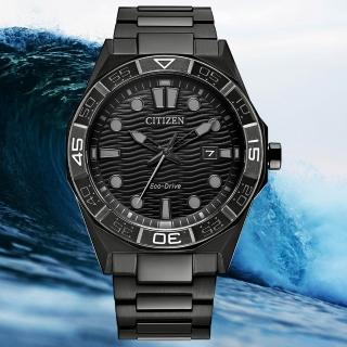 【CITIZEN 星辰】GENTS 時尚浪潮光動能男錶-黑/42mm(AW1855-52E)母親節 禮物
