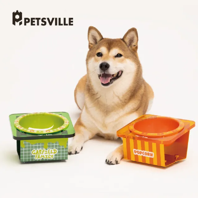 【美好寵商】Petsville派思維x加菲貓 陶瓷鋁架寵物傾斜碗(陶瓷寵物碗 寵物傾斜碗 寵物碗 狗狗碗 貓碗)
