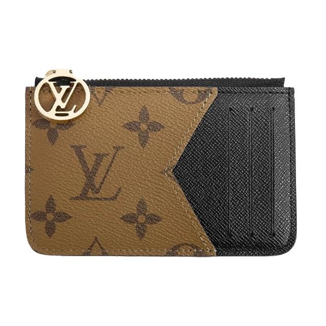 全新 LOUIS VUITTON 路易威登 M81912 Romy 卡片名片拉鍊零錢包，採用咖啡色系與黑色系設計，搭配時尚印花元素。外層為合成皮材質，內層為牛皮，擁有4個外部夾層與1個內袋，適合日常攜帶與收納。商品附有LV原廠紙盒、防塵袋及專櫃購買證明影本，產地為義大利、法國或西班牙，適用男女。