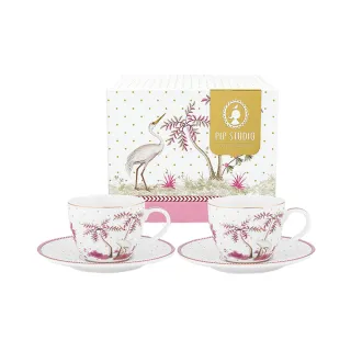【PIP STUDIO】Jolie Dots Gold 濃縮咖啡杯2組入120ml-粉(2組入/咖啡杯+碟子)