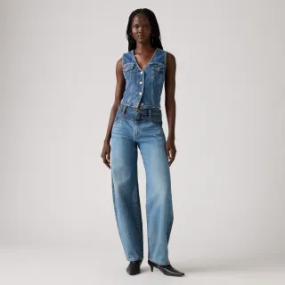 【LEVIS】Barrel 繭型拼接牛仔寬褲 女生牛仔褲 人氣新品 003Q7-0001