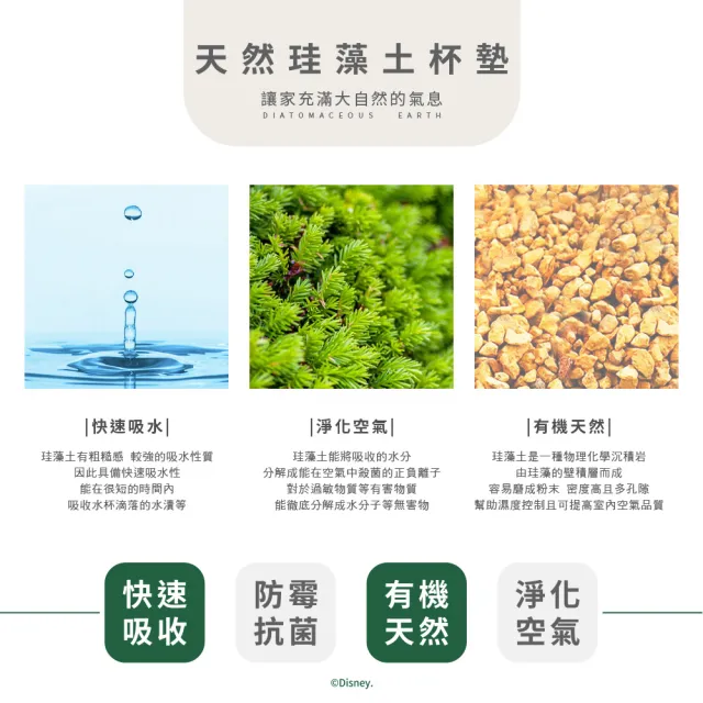 【收納王妃】反派軟式珪藻土方形杯墊10*10cm 迪士尼 杯墊 反派公主 防水墊(2入/組)