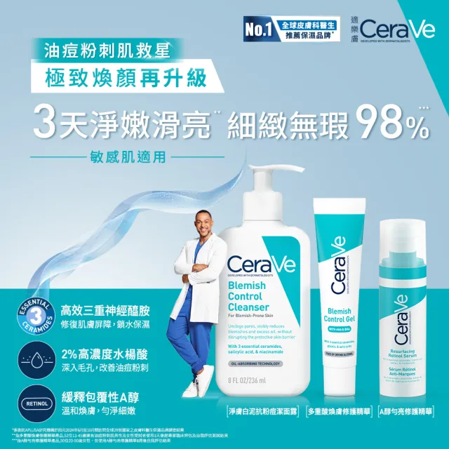 【CeraVe適樂膚】戰痘神器★淨膚白泥抗粉痘潔面露 236ml(控油抗粉痘/水楊酸)