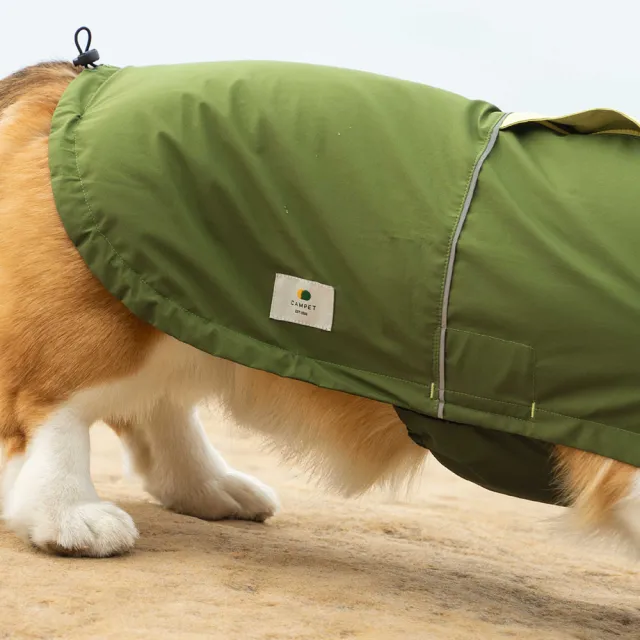 【CAMPET】Shield-X 全境防水雨衣-深林綠-XL-2XL(寵物全防水風雨衣)
