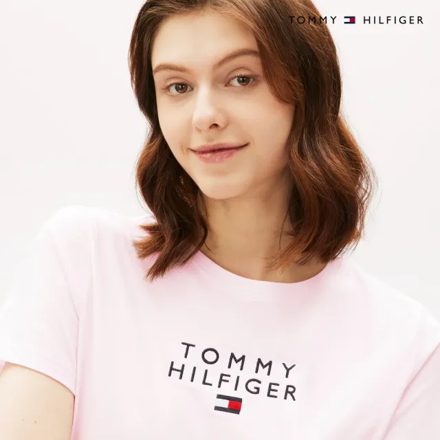 【TOMMY HILFIGER】官方旗艦館 基本款層疊標誌 T 恤_粉紅色