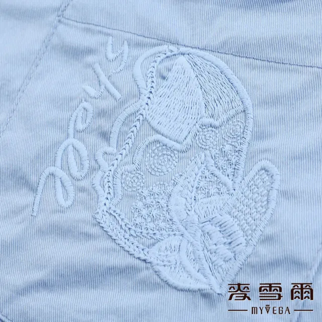 【MYVEGA 麥雪爾】棉質刺繡口袋下擺束繩襯衫-淺藍(通勤風)