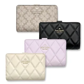 【KATE SPADE】女生 中夾 滿版LOGO / 菱格紋素面 多功能扣式 女款 皮夾(KG488 KG424)