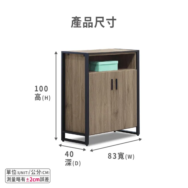 【ASSARI】2.8尺鐵框灰橡鞋櫃(寬83x深40x高100cm)