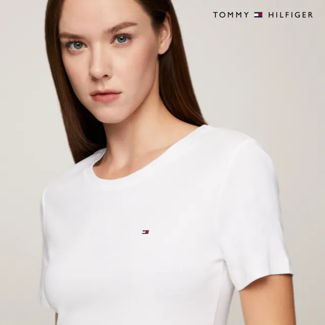 【TOMMY HILFIGER】官方旗艦館 旗幟刺繡圓領 T 恤_裸色