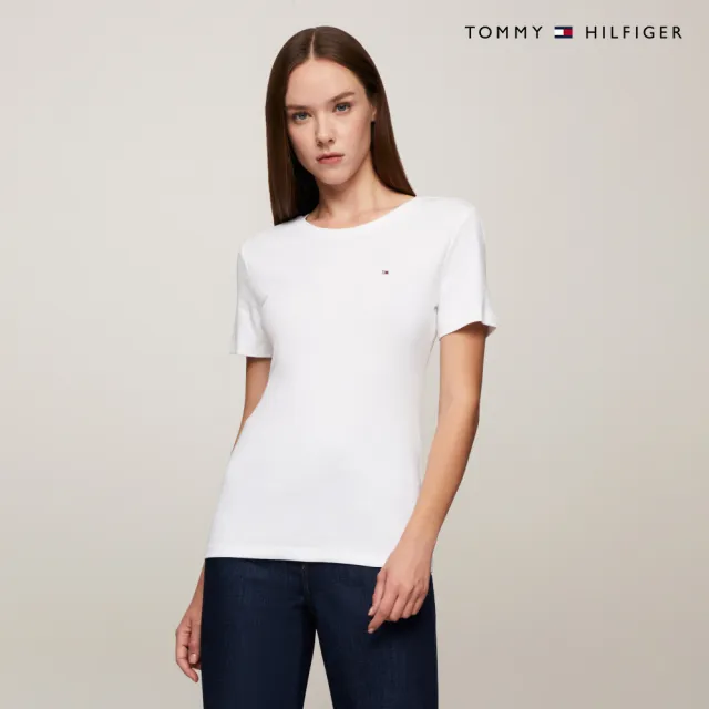 【TOMMY HILFIGER】官方旗艦館 旗幟刺繡圓領 T 恤_裸色
