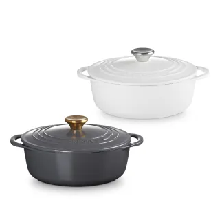 【Le Creuset】BIS琺瑯鑄鐵鍋圓鍋 22cm(石墨灰/棉花白 2色選1)