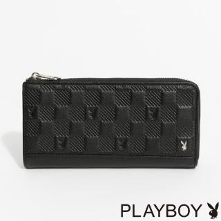 【PLAYBOY】L拉長夾 Checkerboard系列(黑色)