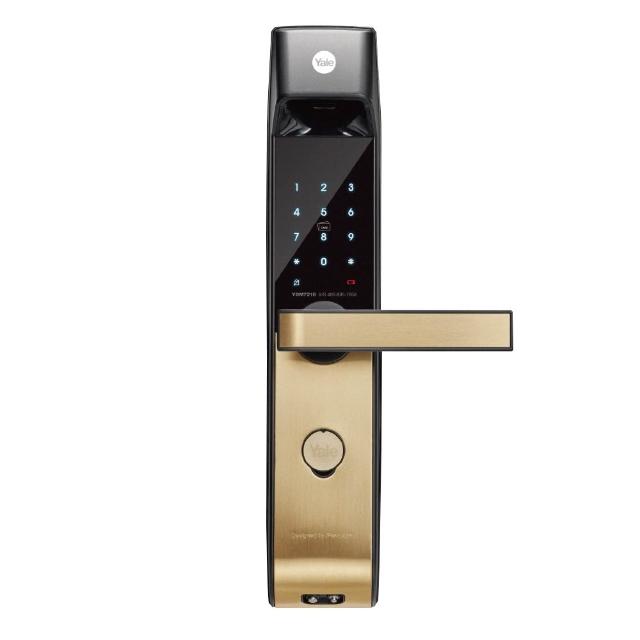 【Yale 耶魯】YDM7216A指紋卡片四合一電子鎖-髮絲金(含基本安裝)