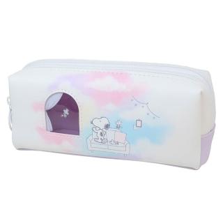 【Kamio】SNOOPY史努比 PVC透明窗型分隔筆袋 七彩房間
