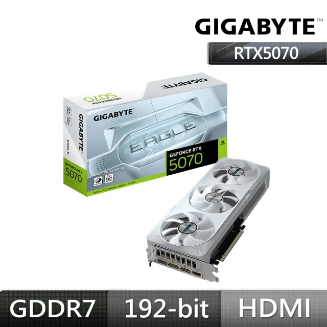 【GIGABYTE 技嘉】RTX 5070 EAGLE OC ICE SFF 12G 顯示卡+DarkFlash PMT750W ATX3.1 金牌 全模組 白