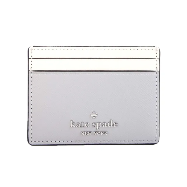 【KATE SPADE】Madison防刮皮革拼色卡夾(米色/藍灰色)