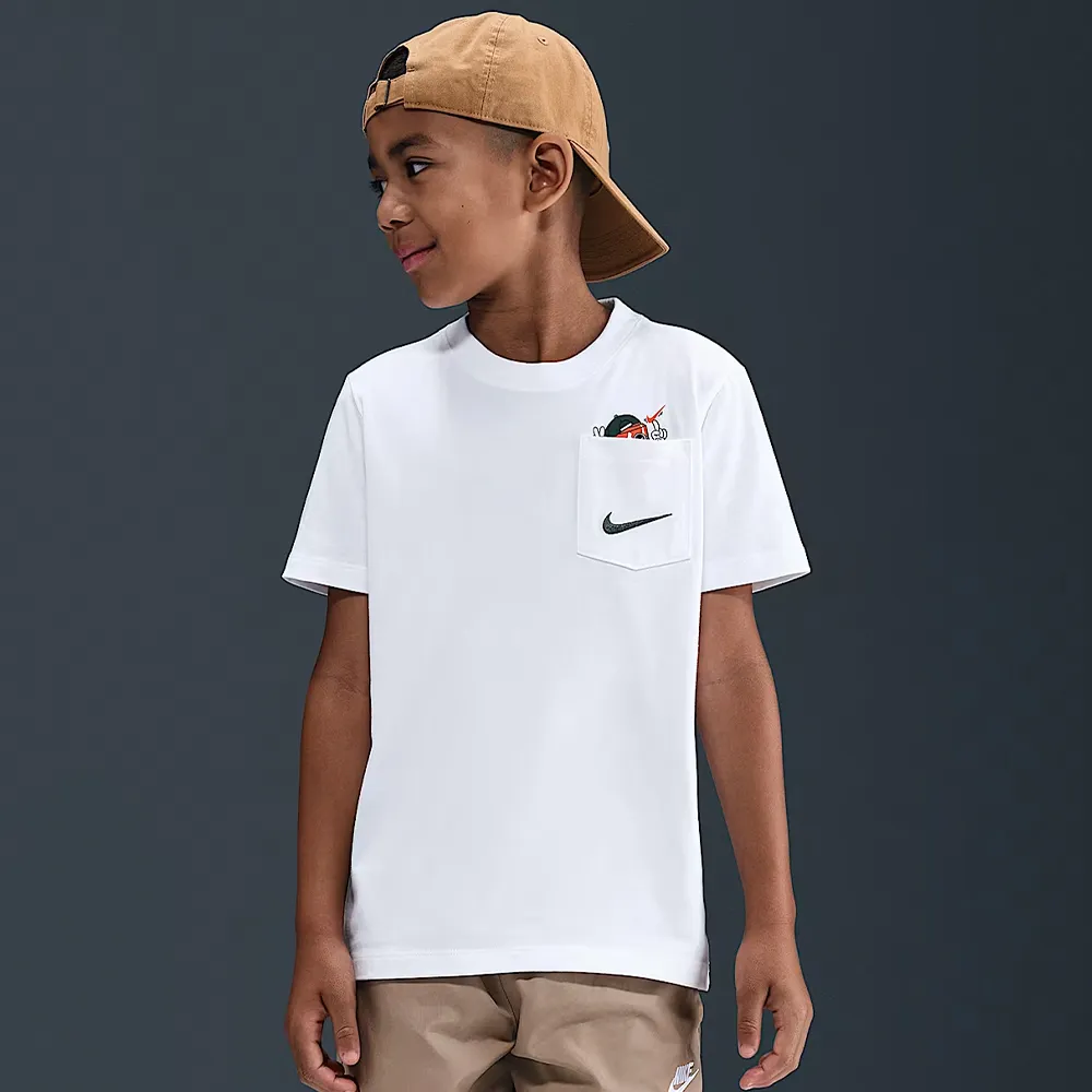 【NIKE 耐吉】短袖上衣 童裝 大童 男女童 K NSW TEE BOXY PKT 白 HV5225-100