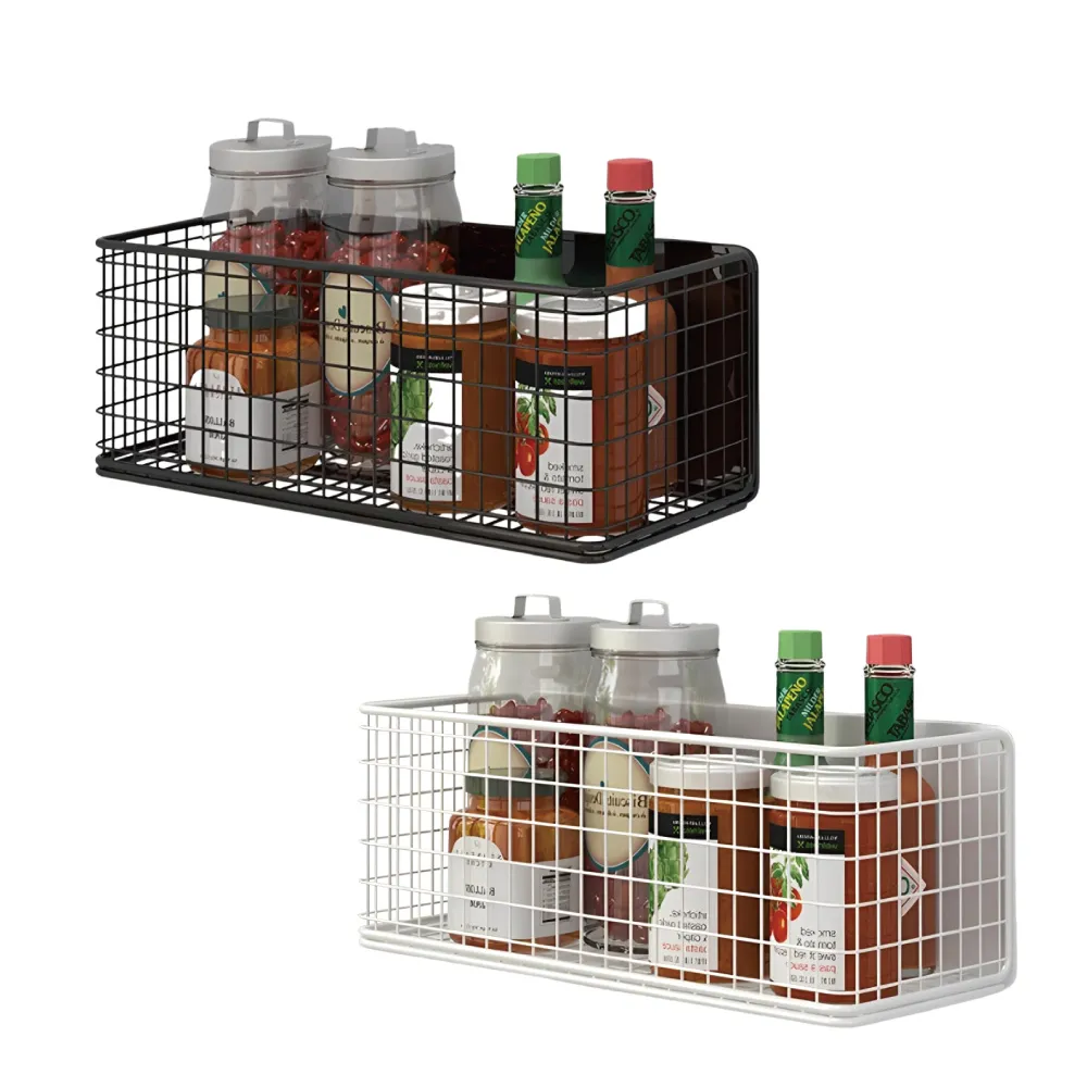 【樂居家】加大款磁吸式收納籃(吸琺板 冰箱置物架 廚房收納 洞洞板 置物盒 強力磁鐵 加大面積 磁吸板)