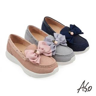 【A.S.O 阿瘦集團】A.S.O 萬步健康系列-蝴蝶結休閒氣墊鞋(女鞋 3色任選)