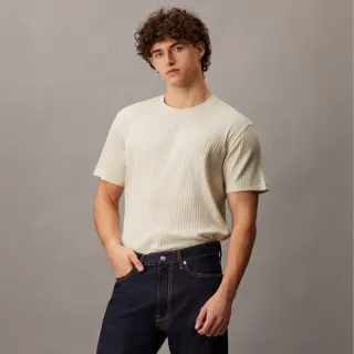 【Calvin Klein】官方旗艦館 CK 羅紋針織圓領 T 恤_裸色