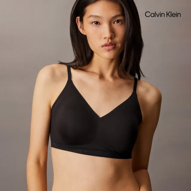【CALVIN KLEIN】官方旗艦館 CK 超細纖維薄襯三角無鋼圈胸圍_黑色