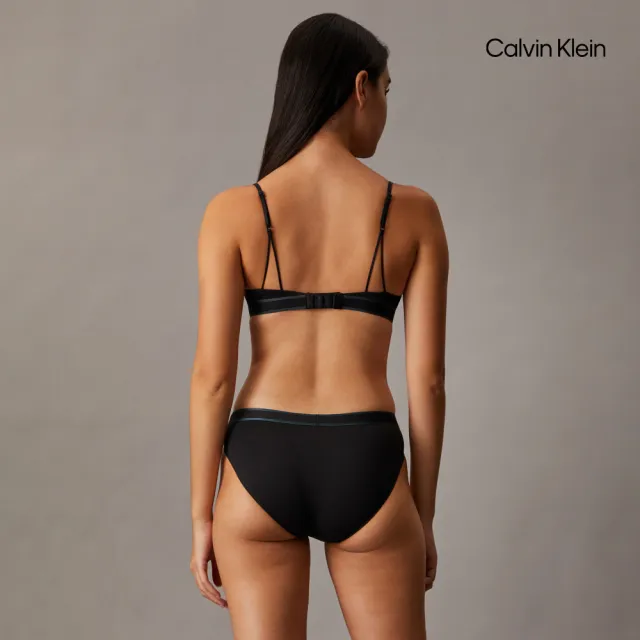 【CALVIN KLEIN】官方旗艦館 CK 同色調標誌棉質薄墊半杯式胸圍_黑色