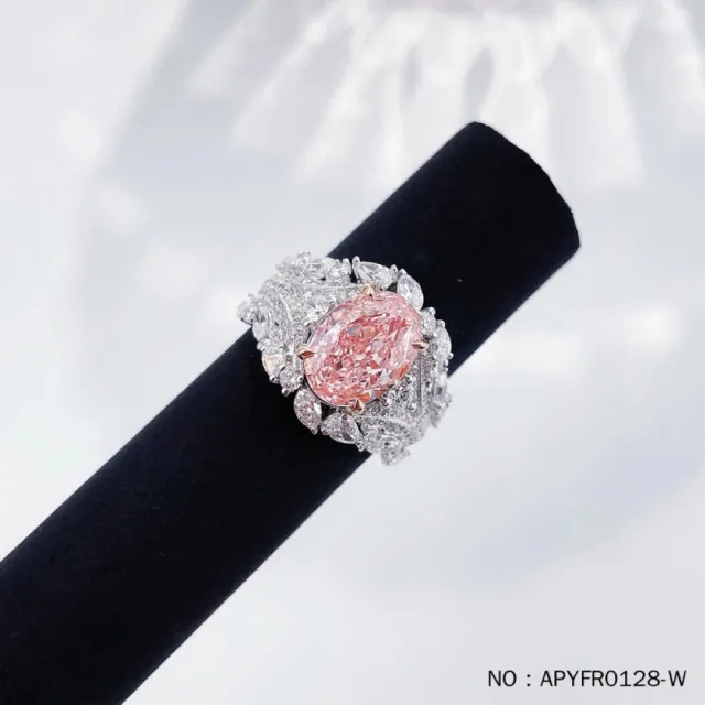 【鉅曜】18K 2克拉璀璨粉鑽閃耀奢華四爪鑽戒 粉色培育彩鑽(培育鑽石未來美鑽)