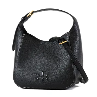 【TORY BURCH】THEA 荔枝紋磁釦手提/斜背二用包-黑色/小