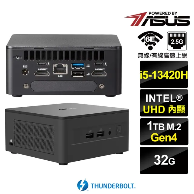 【ASUS 華碩】i5 八核{天璇R4DC} 迷你電腦(13420H/32G/1TB M.2 Gen4)