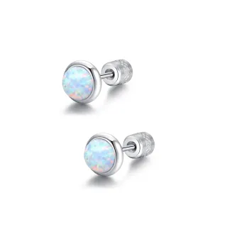 【耀眼美人】閃耀澳寶鈦閃耀/鈦鋼耳環後鋯石鎖式耳環(同樂節/造型/歐泊蛋白石/睡覺可戴)