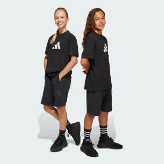 【adidas 愛迪達】短褲 童裝 大童 男女童 運動褲 J FI LOGO SHORT 黑 JI6266