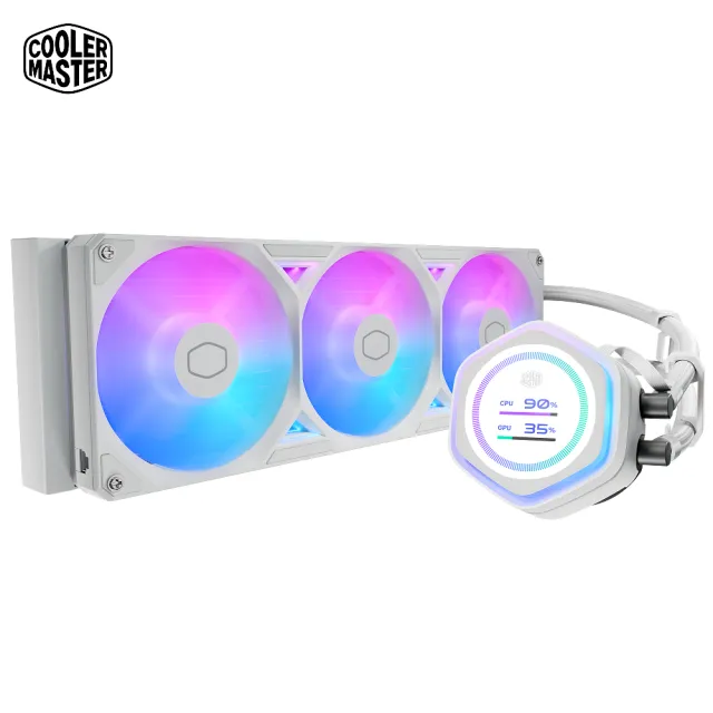 【Cooler Master 酷碼】MasterLiquid 360 Atmos II LCD ARGB 白色(ATMOS II LCD)