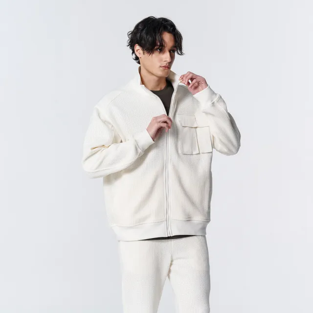 【ARVOpm】男女同款 白色休閒套裝雙口袋外套00202410114(限時6折)