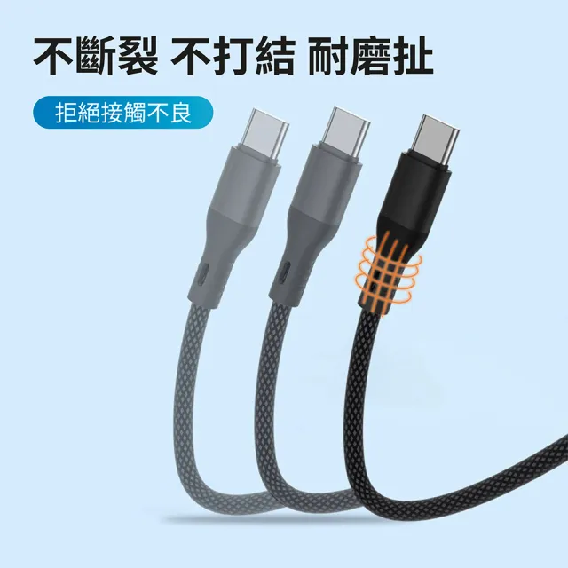 【JINPEI 錦沛】Type-C to Type-C 100W PD極速快速充電線 編織線 1M(黑色)
