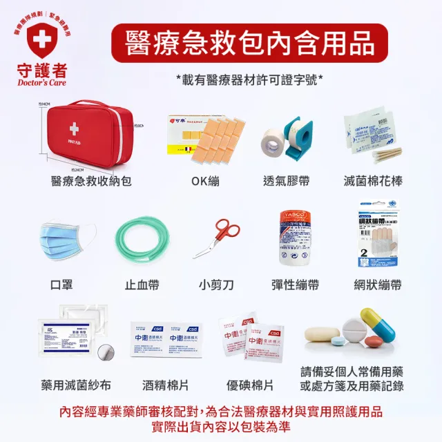 【守護者-緊急避難包+急救包】不斷電LED+警報收音機+SGS濾水器最專業地震防災包(避難帶了就走 自救也救人)
