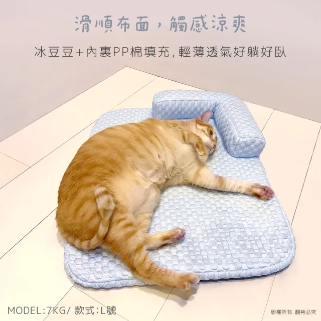 【貓本屋】冰絲涼感 可拆洗豆豆寵物睡墊涼墊(L號/65x50cm)