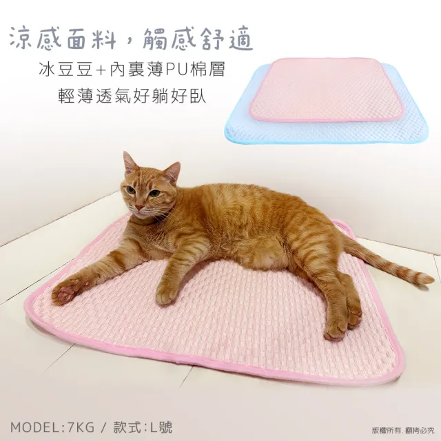 【貓本屋】冰絲涼感 豆豆寵物睡墊(L號/60x50cm)