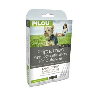 【Pilou 法國皮樂】0 第二代升級Picaridin-非藥用防蚤蝨滴劑-幼小犬-4個月以上到5kg以下成犬(老狗虛弱狗)