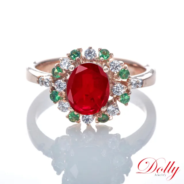 【DOLLY】緬甸 紅寶石1.50克拉玫瑰金色鑽石戒指-002 高級訂製珠寶 浪漫質感 奢華送禮