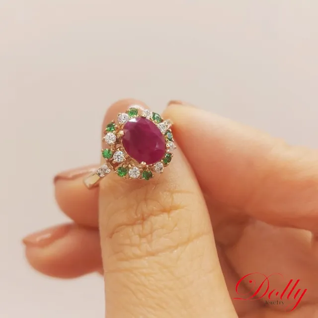 【DOLLY】緬甸 紅寶石1.50克拉玫瑰金色鑽石戒指-002 高級訂製珠寶 浪漫質感 奢華送禮