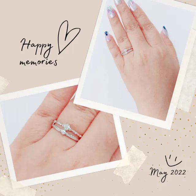 【Luster】38女王!10分 D/VS 皇冠 培育鑽 純銀/玫瑰金/黃K金 雙層 戒指-任選(做自己最閃耀的公主)