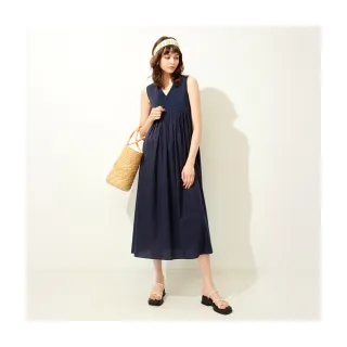 【Le Polka】絎縫V領無袖洋裝-女