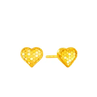 【Just Gold 鎮金店】金戀心語 黃金耳環(網路限定)