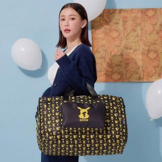 【OUTDOOR】寶可夢Pokemon-潮黑皮卡丘折疊旅行袋-黑色 ODGO23F01BK(可收納成小巧尺寸攜帶