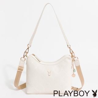 【PLAYBOY】肩揹包附長短背帶 Pure系列(米白色)